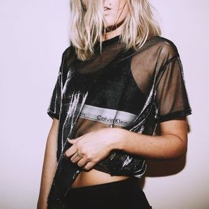 Urban Outfitters  metallic shimmer mesh top